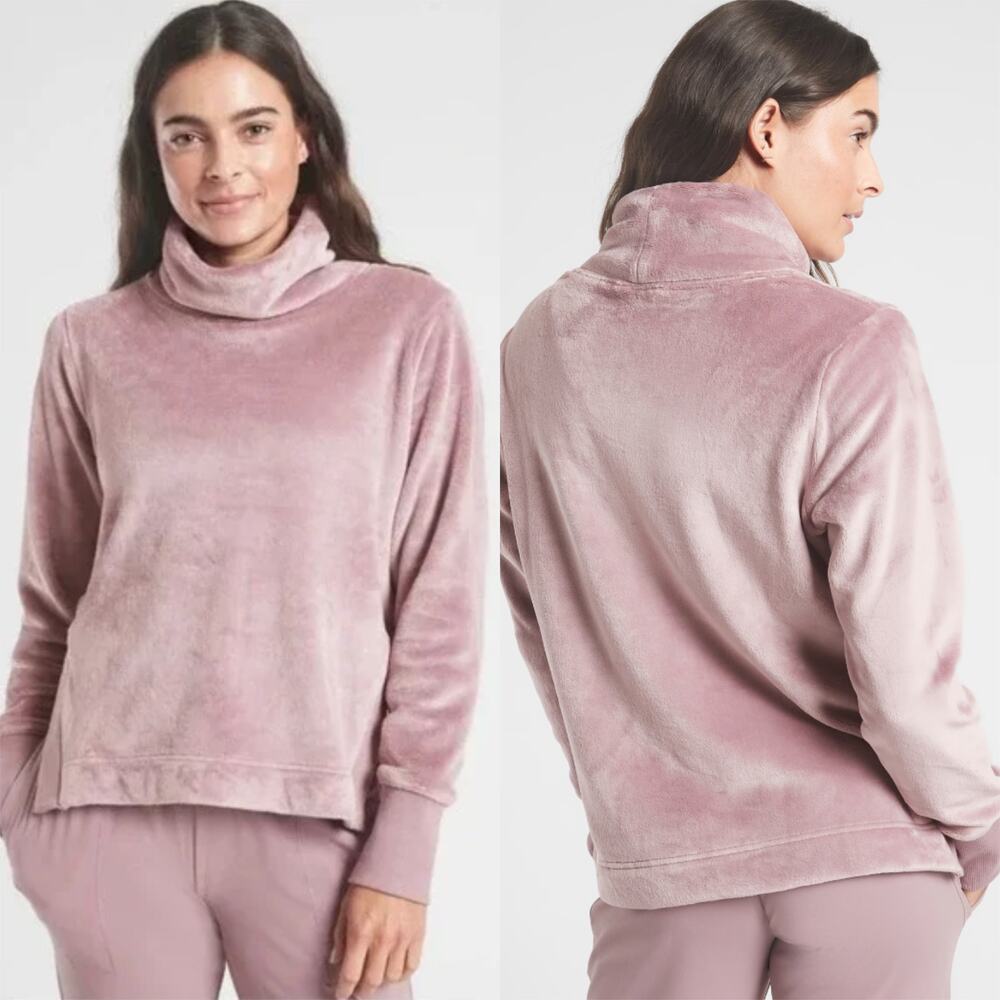Athleta Double Cozy Karma Funnel Neck‎ Sweatshirt Flora Mauve Size Small Warm